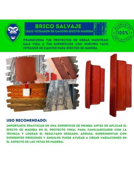 Taco Veteador de Caucho para Efecto de Madera