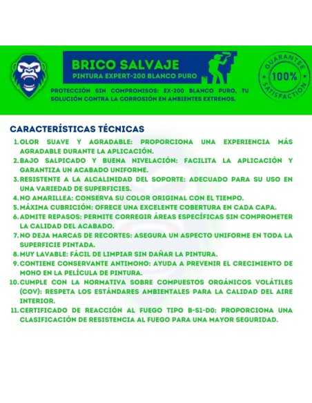 EX-200 Expert Blanco Puro: Pintura Plástica Mate de Primera Calidad de Macy