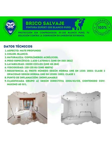 EX-200 Expert Blanco Puro: Pintura Plástica Mate de Primera Calidad de Macy