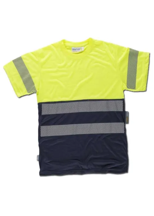 Camiseta de Trabajo Alta Visibilidad con Dos Bandas Reflectantes