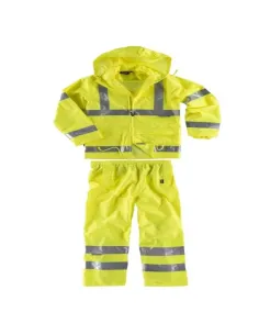 Traje Impermeable de Alta Visibilidad con Cintas Reflectantes