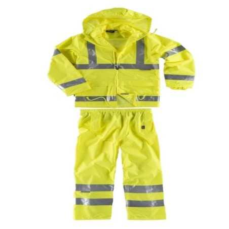 Traje Impermeable de Alta Visibilidad con Cintas Reflectantes