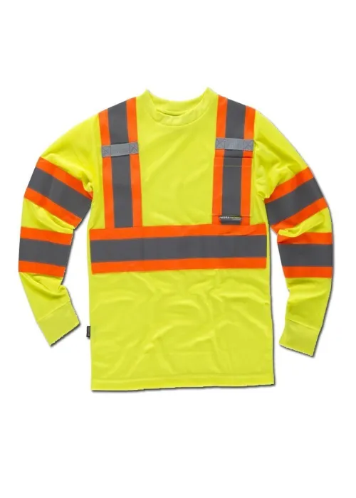 Camiseta de Trabajo Manga Fluor Larga Alta Visibilidad